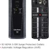 CyberPower CP1200AVR AVR UPS Battery Backup and Surge Protector, 1200VA/720W, 10 Outlets, Mini-Tower, UL Certified