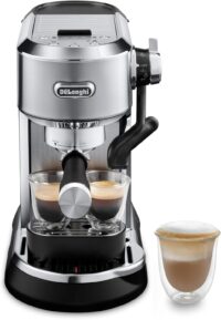 De'Longhi EC950M Dedica Maestro Plus Espresso Machine, Automatic Steam Wand, 3 Coffee Temp & Milk Foam Settings, 54oz Removable Tank