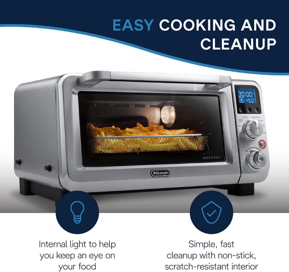 De'Longhi EO141164M Digital Air Fry Convection Toaster Oven 14L Stainless Steel, Air Fry Oven, 9-in-1 3 De'Longhi EO141164M Digital Air Fry Convection Toaster Oven 14L Stainless Steel, Air Fry Oven, 9-in-1