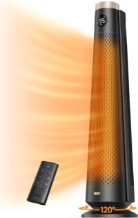 Dreo Space Heater Indoor, 30" Electric Heaters with Remote, 120° Oscillation, Adjustable Thermostat, 5 Heat & 3 Fan levels, 8 Safety Protections, 25dB Quiet, 1-12H Timer, Large Room Bedroom, Gold