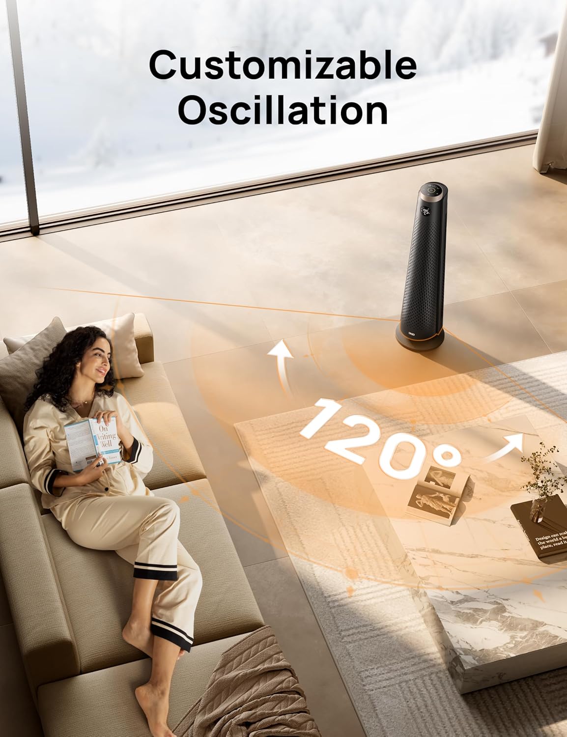 Dreo Space Heater Indoor, 30 Electric Heaters with Remote, 120° Oscillation, Adjustable Thermostat, 5 Heat & 3 Fan levels, 8 Safety Protections, 25dB Quiet, 1-12H Timer, Large Room Bedroom, Gold22 Dreo Space Heater Indoor, 30" Electric Heaters with Remote, 120° Oscillation, Adjustable Thermostat, 5 Heat & 3 Fan levels, 8 Safety Protections, 25dB Quiet, 1-12H Timer, Large Room Bedroom, Gold