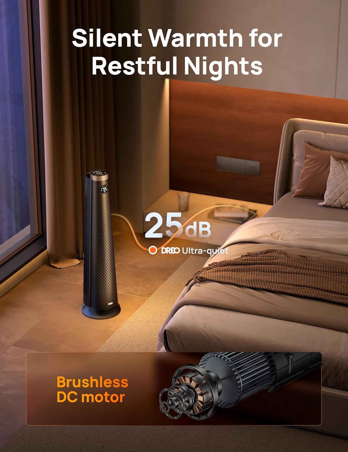 Dreo Space Heater Indoor, 30 Electric Heaters with Remote, 120° Oscillation, Adjustable Thermostat, 5 Heat & 3 Fan levels, 8 Safety Protections, 25dB Quiet, 1-12H Timer, Large Room Bedroom, Gold3 Dreo Space Heater Indoor, 30" Electric Heaters with Remote, 120° Oscillation, Adjustable Thermostat, 5 Heat & 3 Fan levels, 8 Safety Protections, 25dB Quiet, 1-12H Timer, Large Room Bedroom, Gold