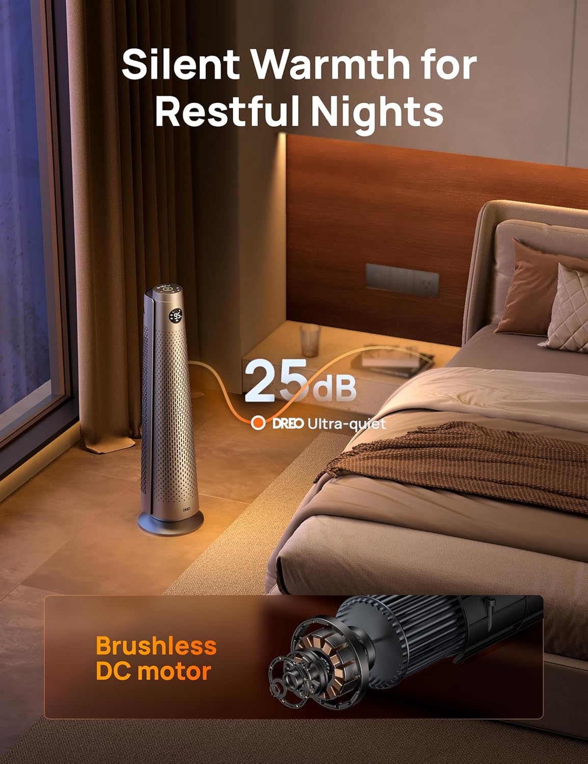 Dreo Space Heater Indoor, 30 Electric Heaters with Remote, 120° Oscillation, Adjustable Thermostat, 5 Heat & 3 Fan levels, 8 Safety Protections, 25dB Quiet, 1-12H Timer, Large Room Bedroom, Silver1 Dreo Space Heater Indoor, 30" Electric Heaters with Remote, 120° Oscillation, Adjustable Thermostat, 5 Heat & 3 Fan levels, 8 Safety Protections, 25dB Quiet, 1-12H Timer, Large Room Bedroom, Silver