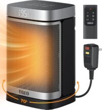 Dreo Space Heater for Bathroom and Indoor, Portable Heater, 1500W Safe and Quiet PTC Ceramic Heater, 41-95°F Digital Thermostat, 70°Oscillating, Remote, ALCI Safety Plug, 12h Timer, 5 Modes