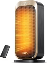 Dreo Space Heaters for Indoor Use, 1500W Portable Electric Heater with Remote and Thermostat, PTC Ceramic, Safety Heat with 70° Oscillation for Bedroom Office Home, Quiet, 12H Timer, Gold