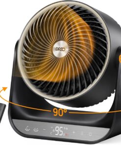 Dreo Whole Room Heater 714, 60° Vertical & 90° Horizontal 3D Oscillating Heating, 12 ft/s Long-Range Circulator, 3 Heat & 3 Fan Settings, Space Heaters for Indoor Use, Bedroom, Office, Black