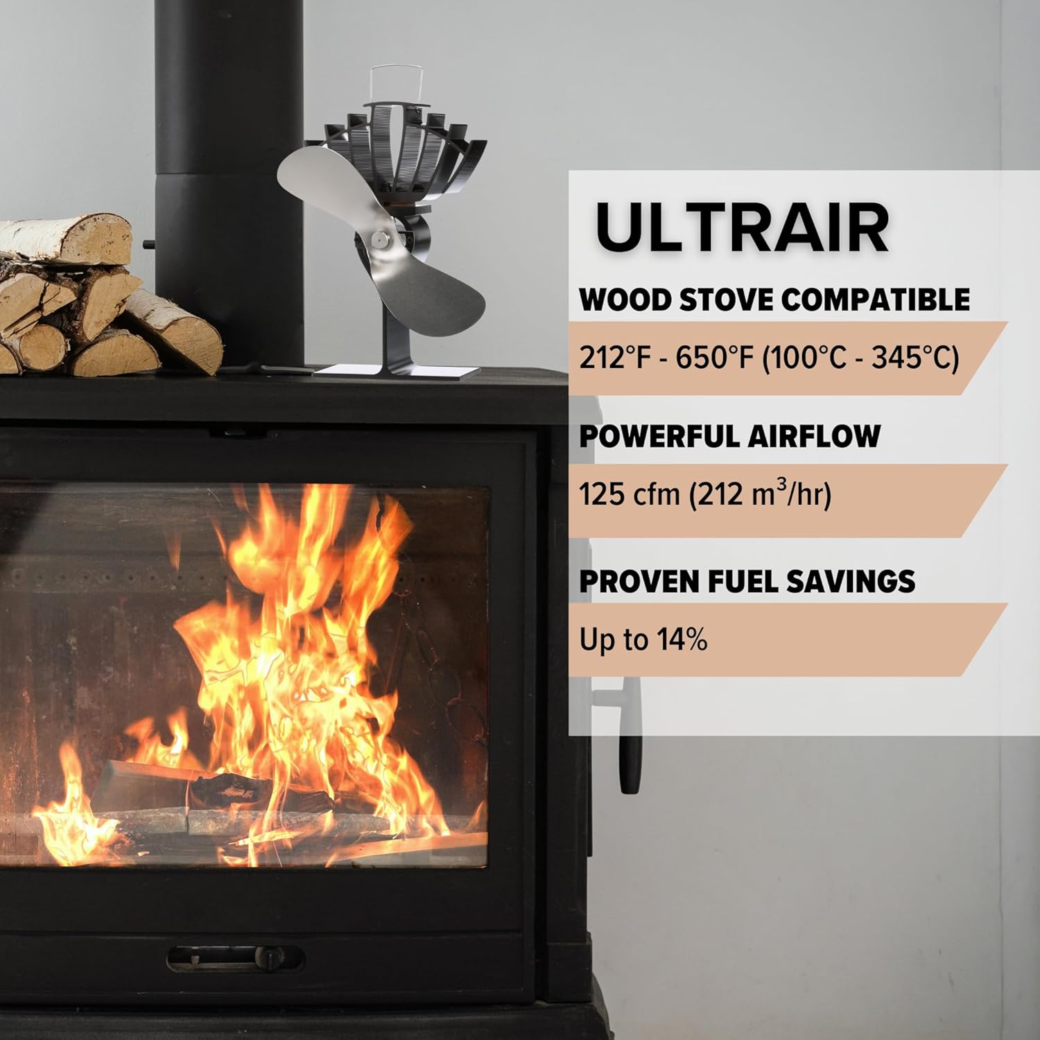 Ecofan UltrAir Heat Powered Stove Fan - Powerful Classic Design, High Performance, Perfect for Wood Stoves, 125 CFM - Circulates Warm Air Efficiently & Reduces Fuel Cost89 Ecofan AirMax Heat Powered Stove Fan - Powerful Classic Design, Exceptional Performance, Perfect for Wood Stoves, 175 CFM - Circulates Warm Air Efficiently & Reduces Fuel Cost