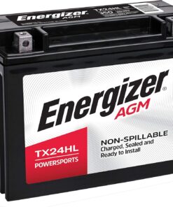 Energizer TX24HL AGM Motorcycle and ATV 12V Battery, 350 Cold Cranking Amps and 21 Ahr, Replaces YTX24HL-BS and others, Black