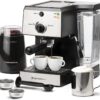 EspressoWorks All-In-One Espresso Machine with Milk Frother 7-Piece Set - Latte Maker Includes Grinder, Frothing Pitcher, Cups, Spoon and Tamper - Coffee Gifts (Stainless Steel)