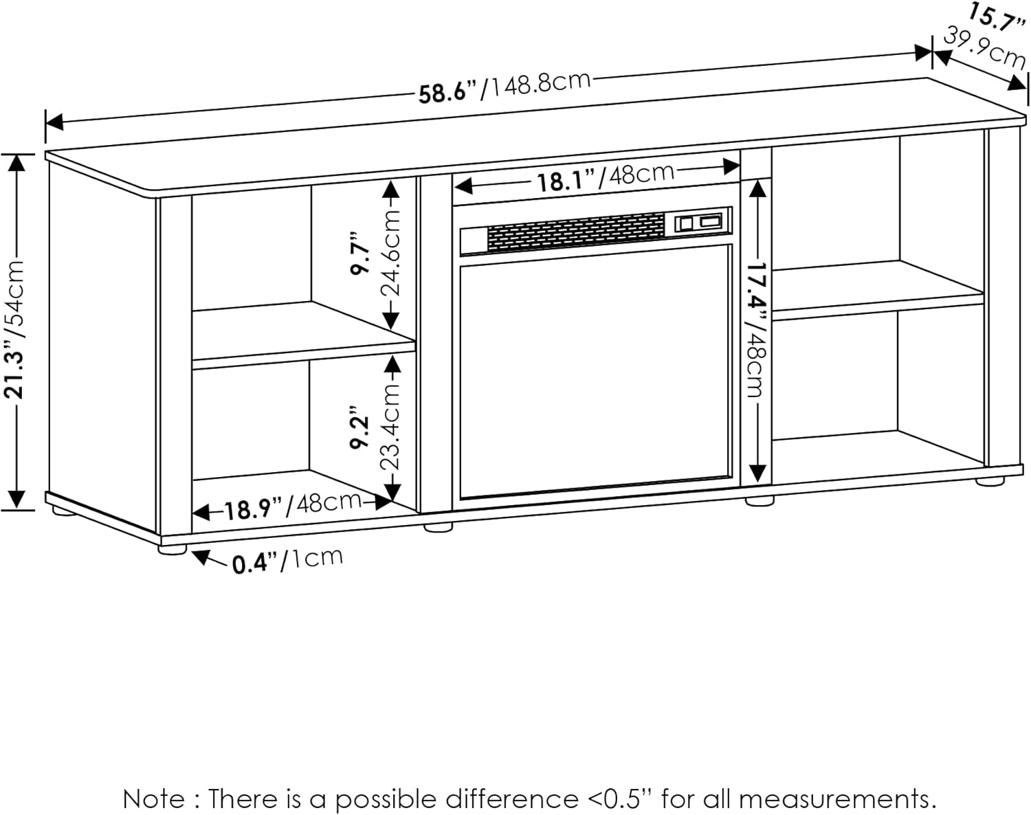 Furinno Classic 60 Inch TV Stand with Fireplace, Americano1 Furinno Classic 60 Inch TV Stand with Fireplace, Americano