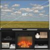 Furinno Classic 60 Inch TV Stand with Fireplace, Americano Furinno Classic 60 Inch TV Stand with Fireplace, Americano