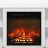 Furinno Classic 60 Inch TV Stand with Fireplace, Solid White