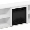 Furinno Classic 60 Inch TV Stand with Fireplace, Solid White