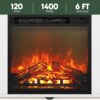 Furinno Classic 60 Inch TV Stand with Fireplace, Solid White
