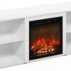 Furinno Classic 60 Inch TV Stand with Fireplace, Solid White