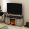 Furinno Jensen Living Room Fireplace Entertainment Center with Doors Storage Cabinet for TV up to 55 Inch, French Oak Grey/Black Furinno Jensen Living Room Fireplace Entertainment Center with Doors Storage Cabinet for TV up to 55 Inch, French Oak Grey/Black