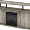 Furinno Jensen Living Room Fireplace Entertainment Center with Doors Storage Cabinet for TV up to 55 Inch, French Oak Grey/Black Furinno Jensen Living Room Fireplace Entertainment Center with Doors Storage Cabinet for TV up to 55 Inch, French Oak Grey/Black