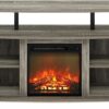 Furinno Jensen Living Room Fireplace Entertainment Center with Doors Storage Cabinet for TV up to 55 Inch, French Oak Grey/Black Furinno Jensen Living Room Fireplace Entertainment Center with Doors Storage Cabinet for TV up to 55 Inch, French Oak Grey/Black