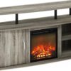 Furinno Jensen Living Room Fireplace Entertainment Center with Doors Storage Cabinet for TV up to 55 Inch, French Oak Grey/Black Furinno Jensen Living Room Fireplace Entertainment Center with Doors Storage Cabinet for TV up to 55 Inch, French Oak Grey/Black