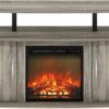 Furinno Jensen Living Room Fireplace Entertainment Center with Doors Storage Cabinet for TV up to 55 Inch, French Oak Grey/Black Furinno Jensen Living Room Fireplace Entertainment Center with Doors Storage Cabinet for TV up to 55 Inch, French Oak Grey/Black