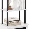 Furinno Turn-N-Tube 2-Tier Tall TV Entertainment Side Table Display Rack with Fireplace Insert, Solid White/Black