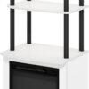 Furinno Turn-N-Tube 2-Tier Tall TV Entertainment Side Table Display Rack with Fireplace Insert, Solid White/Black