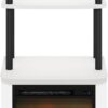 Furinno Turn-N-Tube 2-Tier Tall TV Entertainment Side Table Display Rack with Fireplace Insert, Solid White/Black