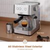 Gevi ECM-8503UL Espresso Machine with Milk Frother, 20 Bar Espresso Maker for Home with Stainless Steel Exterior
