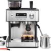 Gevi ECMI0-SS0A1 Espresso Machine with Grinder & Milk Frother, 20 Bar Professional Coffee Maker for Home