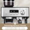 Gevi ECMI0-SS0A1 Espresso Machine with Grinder & Milk Frother, 20 Bar Professional Coffee Maker for Home