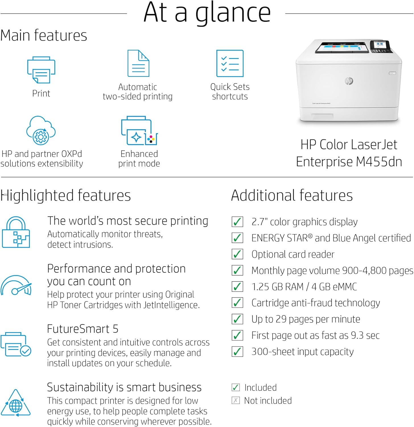 HP Color LaserJet Enterprise M455dn Duplex Printer (3PZ95A)1 HP Color LaserJet Enterprise M455dn Duplex Printer (3PZ95A)