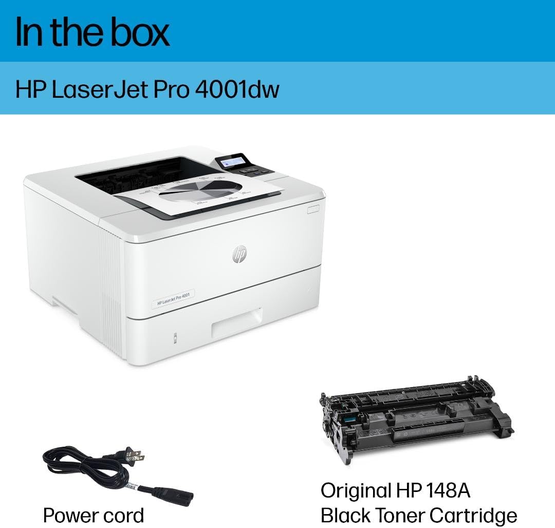HP LaserJet Pro 4001dw Wireless Black & White Printer, Best-for-Office (2Z601F)7 HP LaserJet Pro 4001dw Wireless Black & White Printer, Best-for-Office (2Z601F)