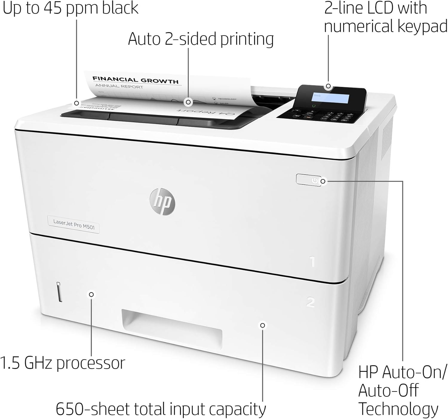 HP LaserJet Pro M501dn Duplex Printer with One-Year, Next-Business Day, Onsite Warranty (J8H61A)1 HP LaserJet Pro M501dn Duplex Printer with One-Year, Next-Business Day, Onsite Warranty (J8H61A)