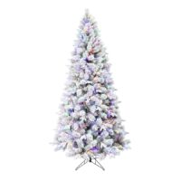 Holiday Living 7.5-ft Albany pine Pre-lit Flocked Artificial Christmas Tree with Multicolor LED Lights