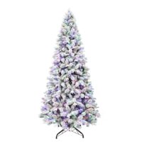 Holiday Living 9-ft Flocked Albany Pine Pre-lit Artificial Christmas Tree with Color Changing LED Lights