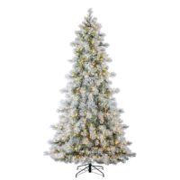 Holiday Living 9-ft Flocked Snowy Berkshire Pre-lit Artificial Christmas Tree with White LED Lights