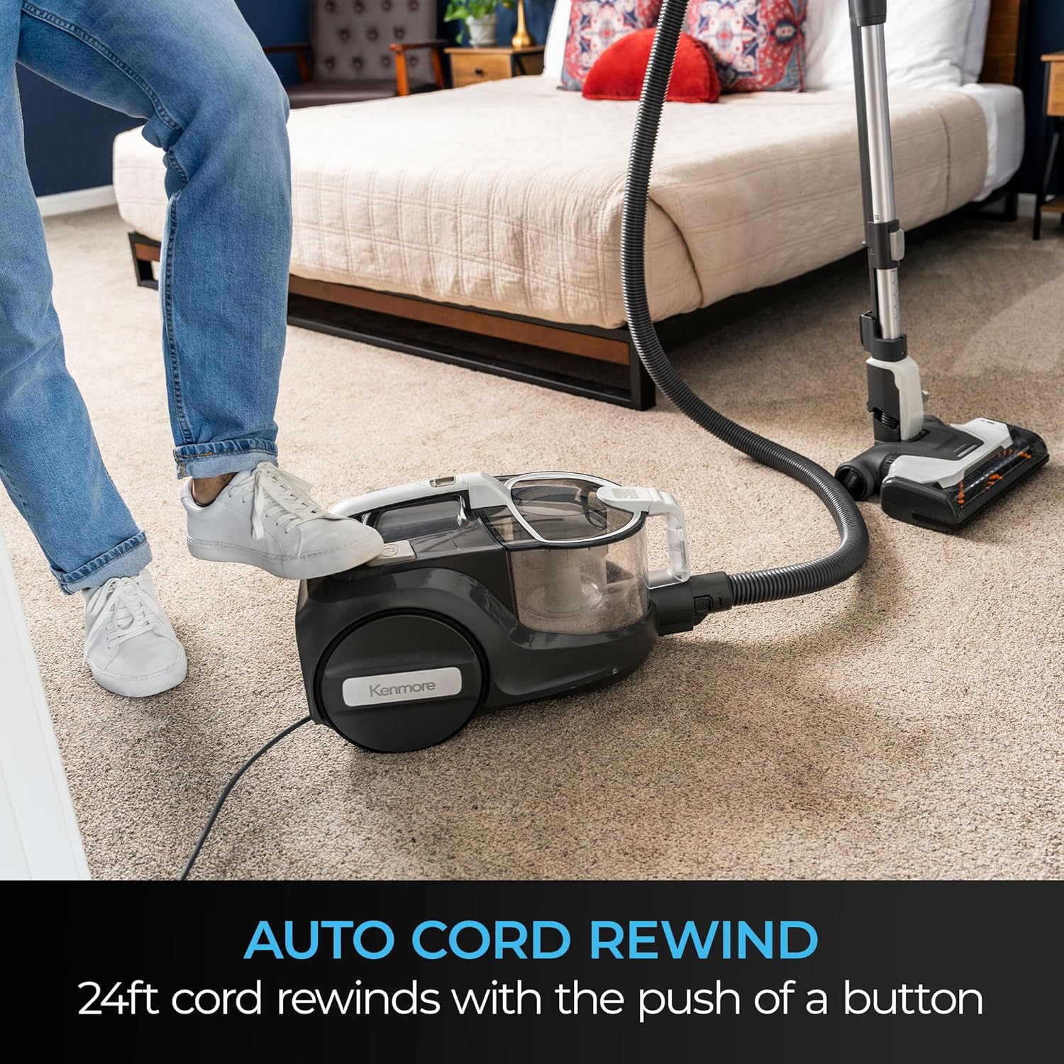 Kenmore DC5070.01 Upgrade 500 Series Bagless Canister Vacuum with Hair Eliminator Brushroll，2-Motor Cyclonic Technology, HEPA Filtration & 24' Auto Cord Rewind for Pet, Carpets, Hard Floors, Stairs - Image 7