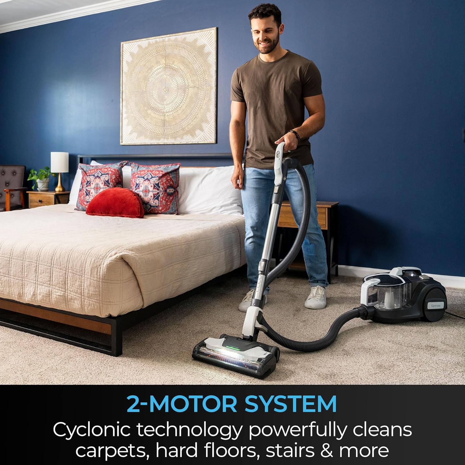 Kenmore DC5070.01 Upgrade 500 Series Bagless Canister Vacuum with Hair Eliminator Brushroll，2-Motor Cyclonic Technology, HEPA Filtration & 24' Auto Cord Rewind for Pet, Carpets, Hard Floors, Stairs - Image 5