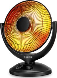 Kismile Oscillating Parabolic Space Heater with Thermostat and Timer, Radiant Dish Heater with Tip-Over and Overheating Protection For Indoor Use, 800w