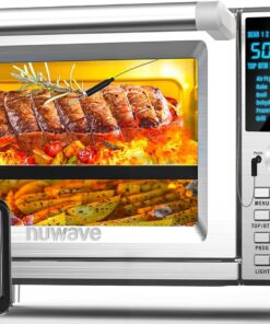 NUWAVE Bravo XL Air Fryer Convection Toaster Oven Countertop, 112-in-1 Smart Grill Combo with Original Flavors & Marks, Adjustable Heating Zones for Pizza, Roast, Bake, 50-500°F, Stainless Steel, 30QT