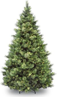 National Tree Company 7 ft Pre-Lit Carolina Pine Artificial Christmas Tree, 700 Clear Lights, 1,147 Tips, Includes Stand, Green