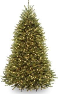 National Tree Company 7 ft Pre-Lit Dunhill Fir Artificial Christmas Tree, 650 LED Lights, 2,144 Tips, PowerConnect, Foot Pedal, 10 Light Functions, Includes Stand, Green