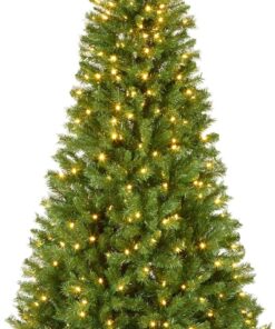 National Tree Company 7.5 ft Pre-lit Artificial Christmas Tree, Slim Winchester Pine, 350 LED Lights, 1,000 Branch Tips, Includes Stand, Green