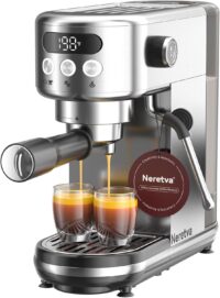 Neretva PE3670U Espresso Machine 20 Bar, Super Compact Espresso Maker Stainless Steel Professional Coffee Machine Espresso