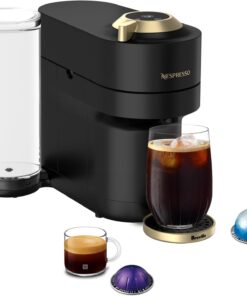 Nespresso Festive Vertuo Pop+ Coffee and Espresso Maker by Breville, Matte Black Gold
