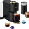 Nespresso Festive Vertuo Pop+ Deluxe Coffee and Espresso Maker by Breville with Milk Frother, Matte Black Gold