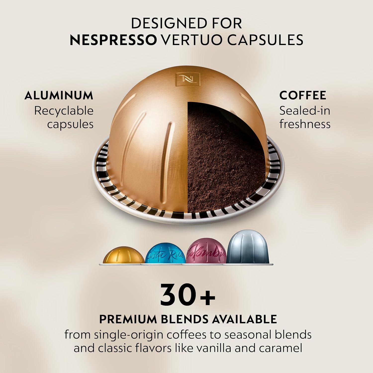 Nespresso Festive Vertuo Pop+ Deluxe Coffee and Espresso Maker by Breville with Milk Frother, Matte Black Gold 3 Nespresso Festive Vertuo Pop+ Deluxe Coffee and Espresso Maker by Breville with Milk Frother, Matte Black Gold