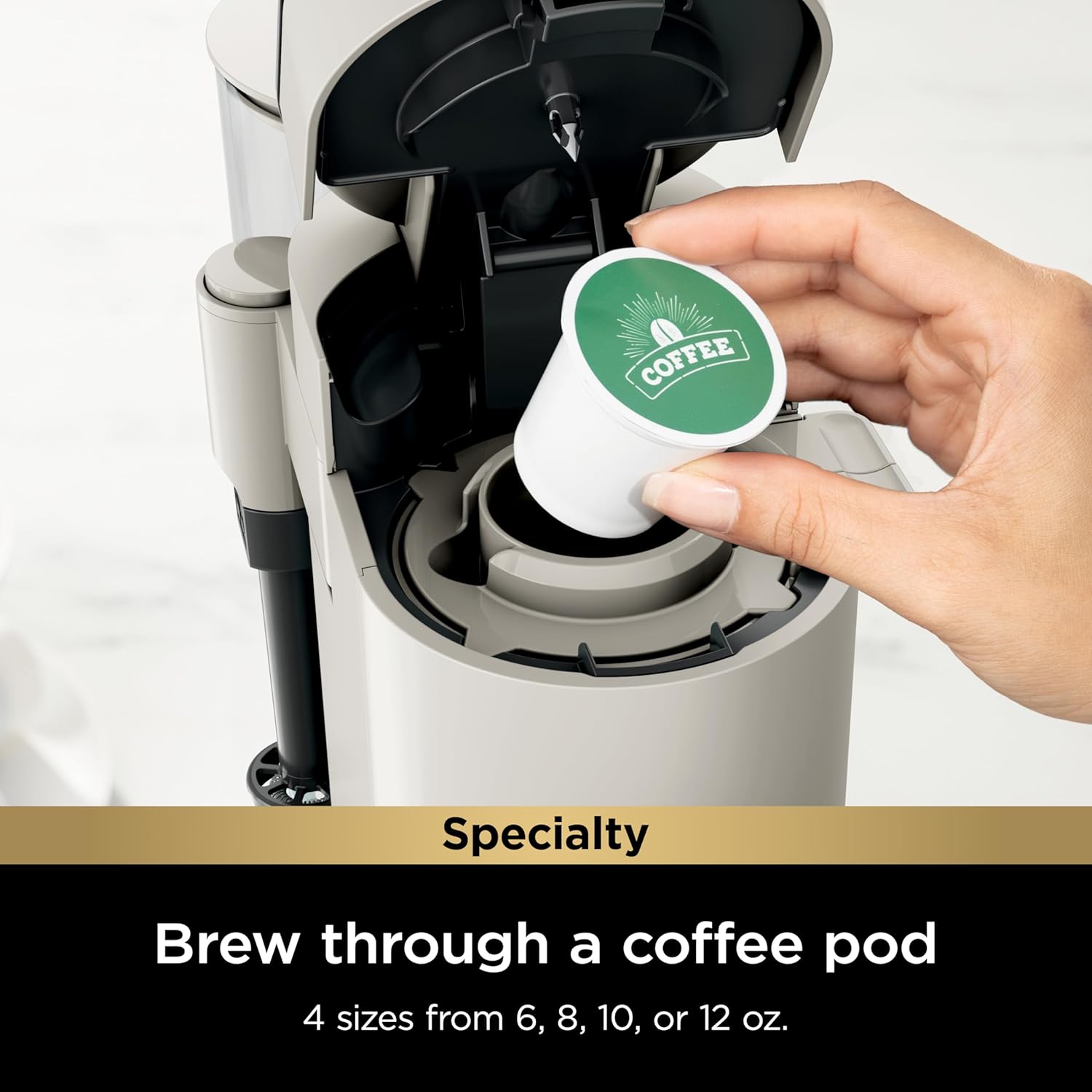 Ninja PB051ST Pod & Grounds Specialty Single-Serve Coffee Maker, K-Cup Pod Compatible, Brews Grounds, Stone 2 Ninja PB051ST Pod & Grounds Specialty Single-Serve Coffee Maker, K-Cup Pod Compatible, Brews Grounds, Stone