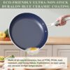 Nuwave 9pc Cookware Set Healthy Duralon Blue Ceramic Nonstick Coated, Diamond Infused Scratch-Resistant, PFAS Free, Oven Safe, Induction Ready & Evenly Heats, Tempered Glass Lids & Stay-Cool Handle, Cool Gray