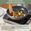 Nuwave 9pc Cookware Set Healthy Duralon Blue Ceramic Nonstick Coated, Diamond Infused Scratch-Resistant, PFAS Free, Oven Safe, Induction Ready & Evenly Heats, Tempered Glass Lids & Stay-Cool Handle, Cool Gray
